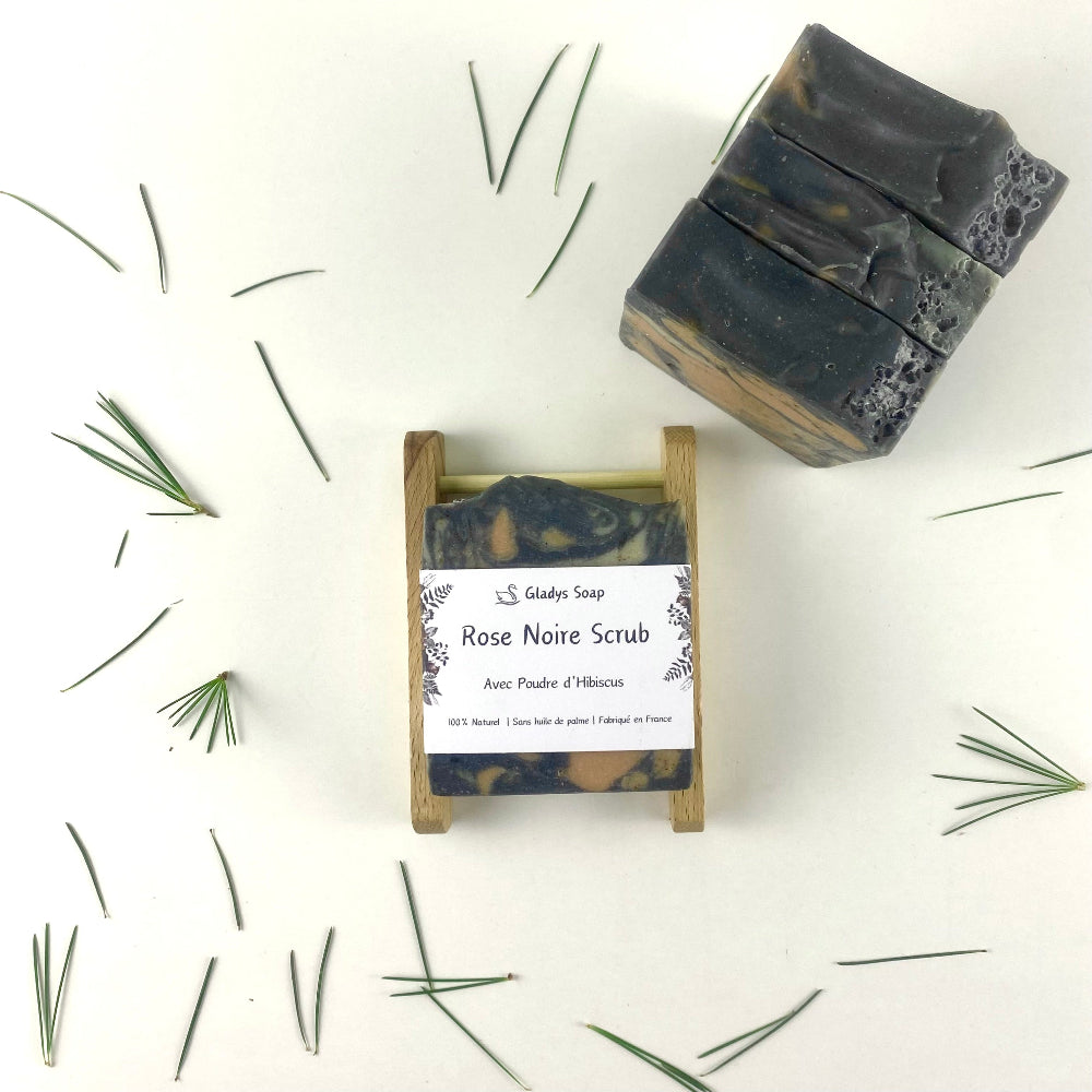 handmade natural sensitive skin soap black rose botanical scrub