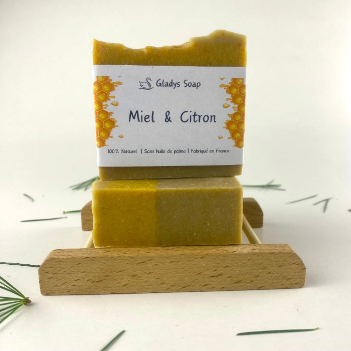 handmade natural sensitive skin soap honey lemon palm oil free vegan skincare healthy gift